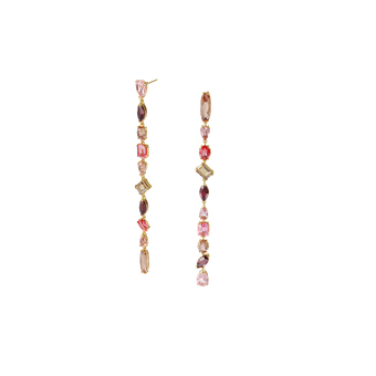 swarovski gema drop earrings  extra long  multicolored  gold tone plated